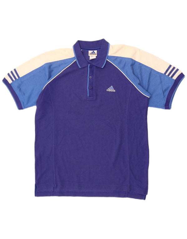 Polo Adidas da uomo UK 42/44 grande cotone color block blu