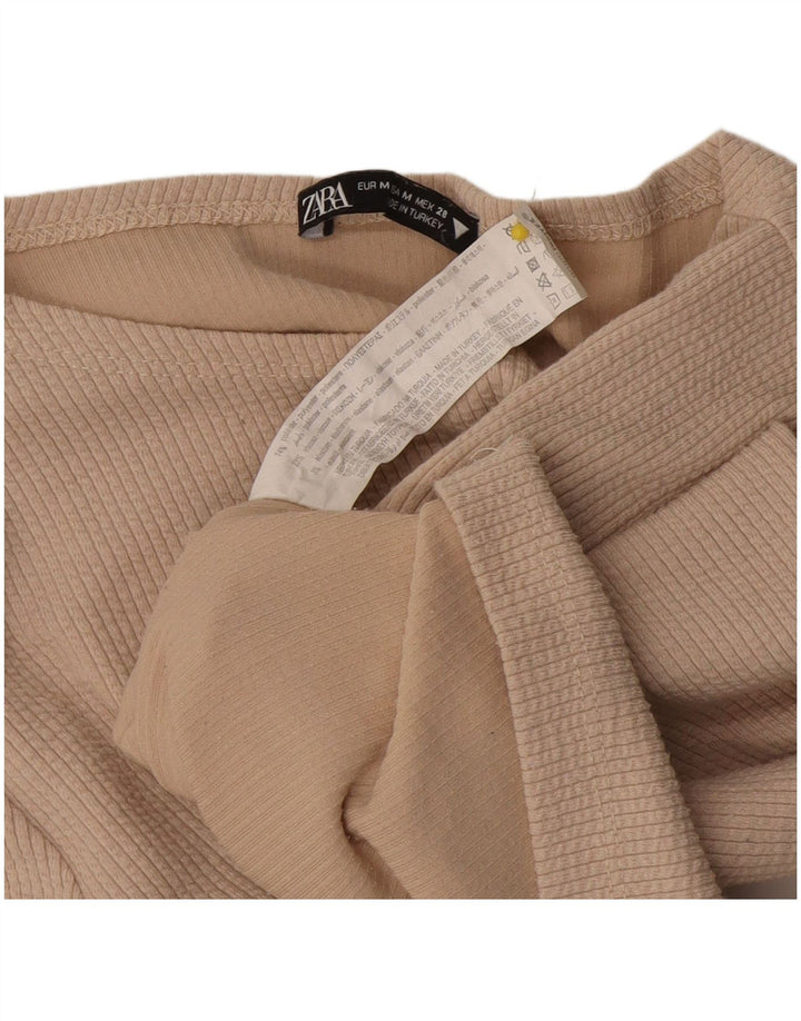 Top corto da donna Zara a maniche lunghe UK 12 Poliestere beige medio