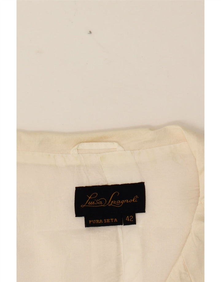 LUISA SPAGNOLI Womens 3/4 Sleeve 3 Button Blazer Jacket IT 42 Medium Beige Vintage Luisa Spagnoli and Second-Hand Luisa Spagnoli from Messina Hembry 