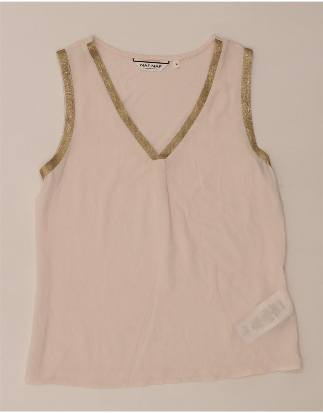 Naf Naf Canotta trasparente da donna UK 12 Poliestere rosa medio