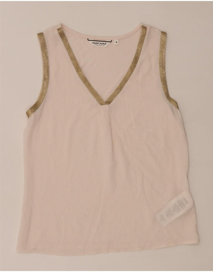 Naf Naf Canotta trasparente da donna UK 12 Poliestere rosa medio