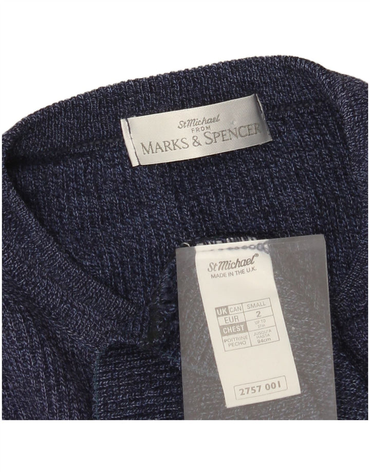 Maglione maglione girocollo da uomo Marks & Spencer piccolo acrilico blu navy