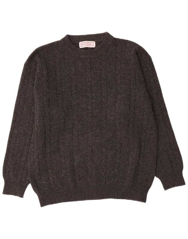 Maglione da uomo girocollo Stefanel in lana grigio medio