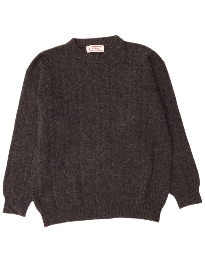 Maglione da uomo girocollo Stefanel in lana grigio medio