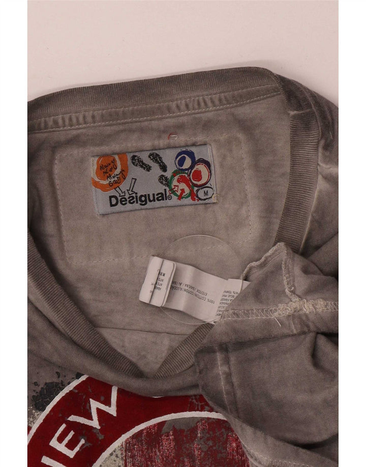 Desigual Maglietta grafica da uomo Top in cotone grigio medio