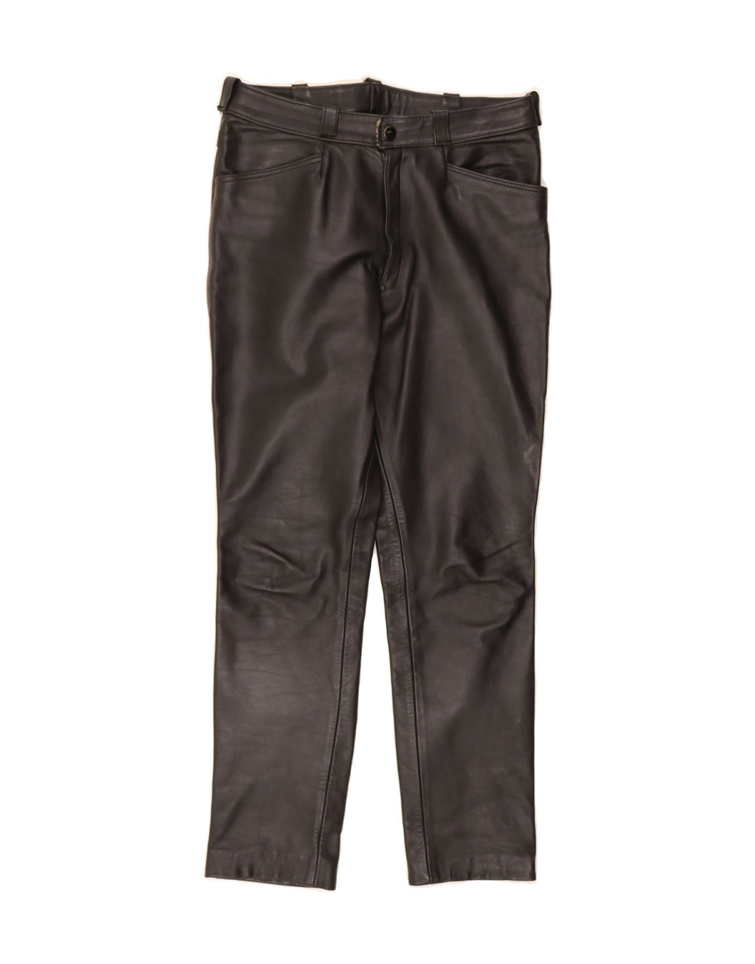 VINTAGE Womens Straight Leather Trousers W28 L27 Black Vintage Vintage and Second-Hand Vintage from Messina Hembry 