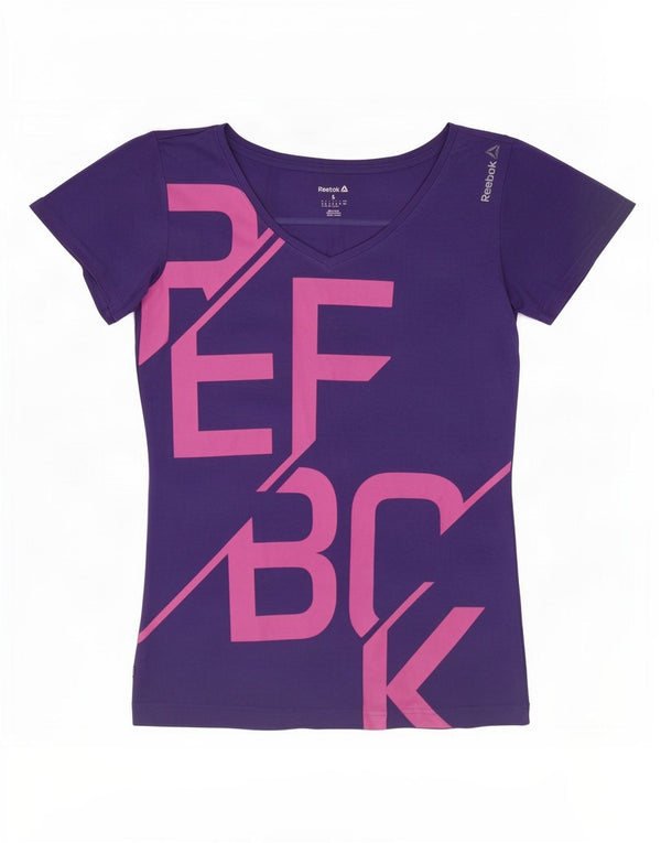 T-shirt grafica regolare da donna Reebok Top UK 8/10 Small Viola
