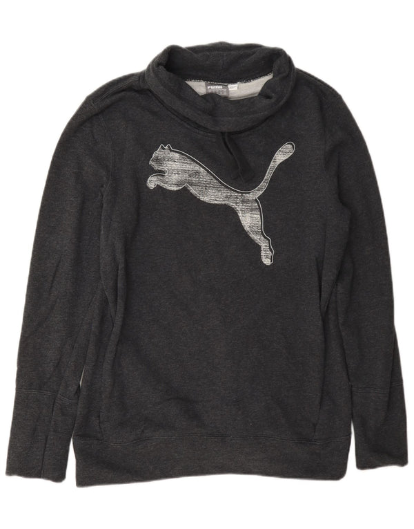 Puma Womens Graphic Sweatshirt Jumper UK 12 Medium Grey Cotton