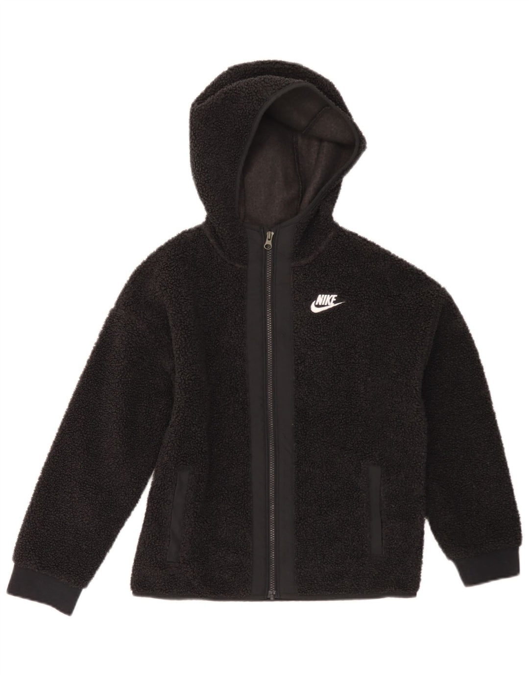 Giacca in pile con cappuccio Nike da ragazzo 10-11 anni media poliestere nero