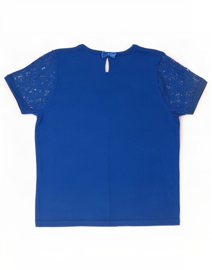 Top camicetta da donna Marks & Spencer UK 12 Acrilico floreale blu medio