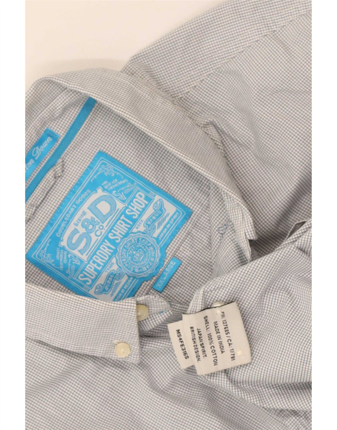 Camicia da uomo Superdry 2XL cotone a quadretti bianco