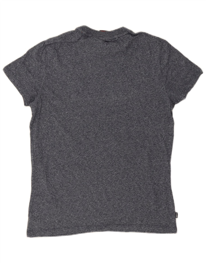 T-shirt da uomo Superdry Top Small in cotone screziato blu navy