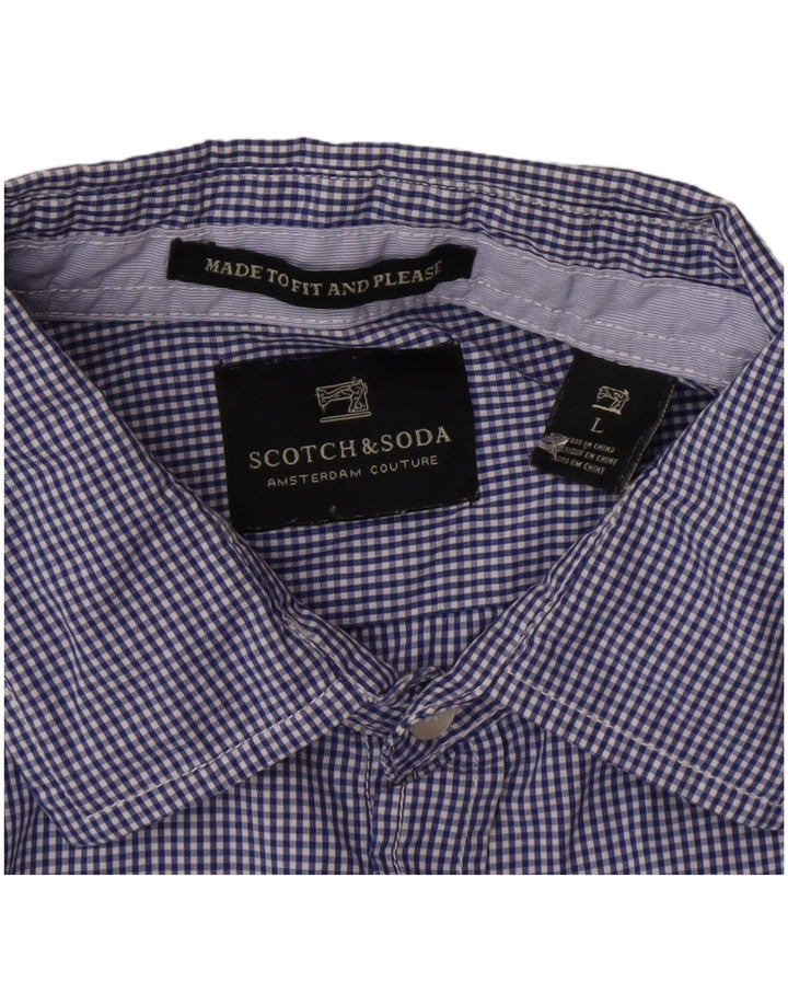 Camicia da uomo Scotch & Soda grande a quadretti blu