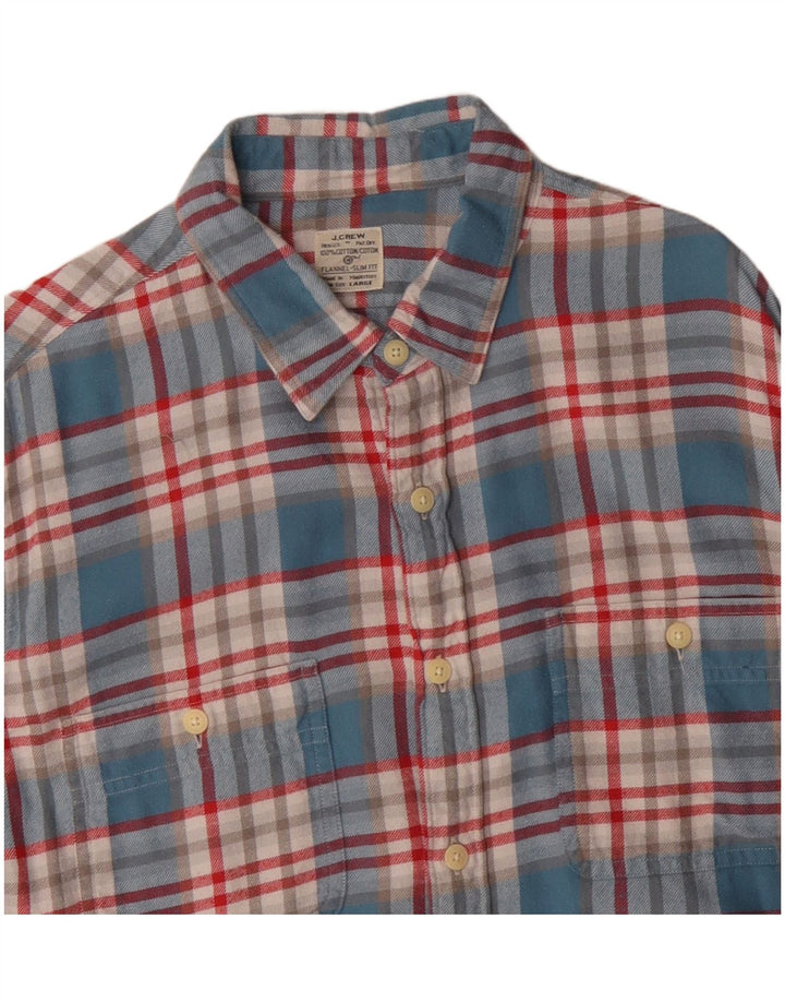 J. CREW Camicia da uomo slim fit in flanella, cotone a quadri blu grande