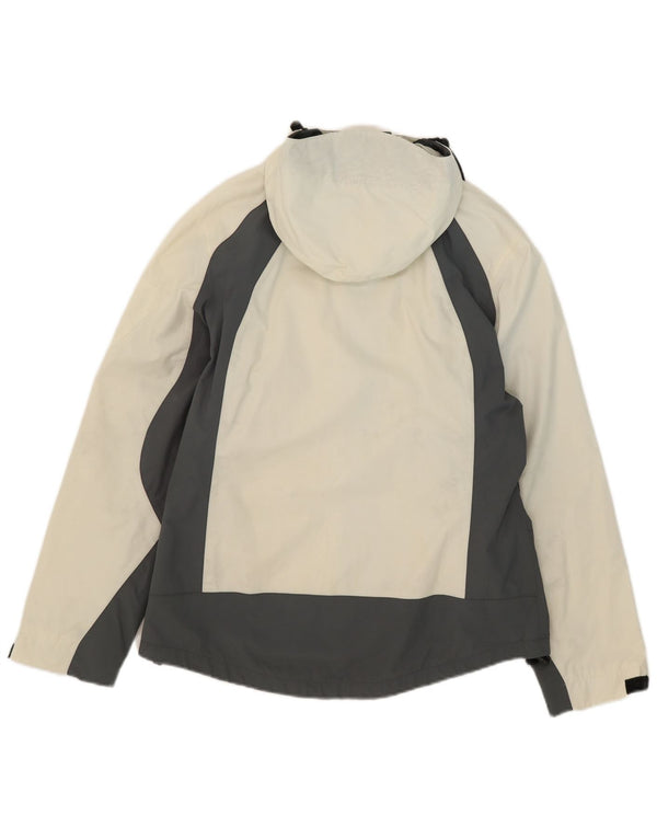 Vintage Mens Hooded Rain Jacket UK 40 Large White Colourblock Polyamide