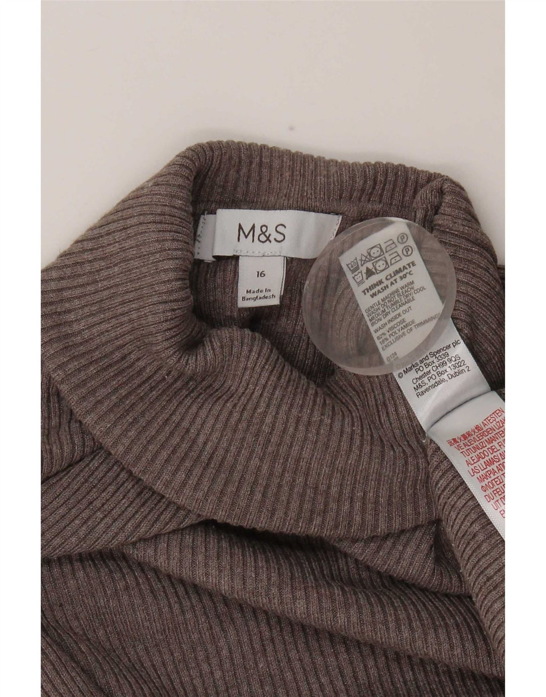 Marks & Spencer Top da donna a maniche lunghe UK 16 Large in viscosa grigia
