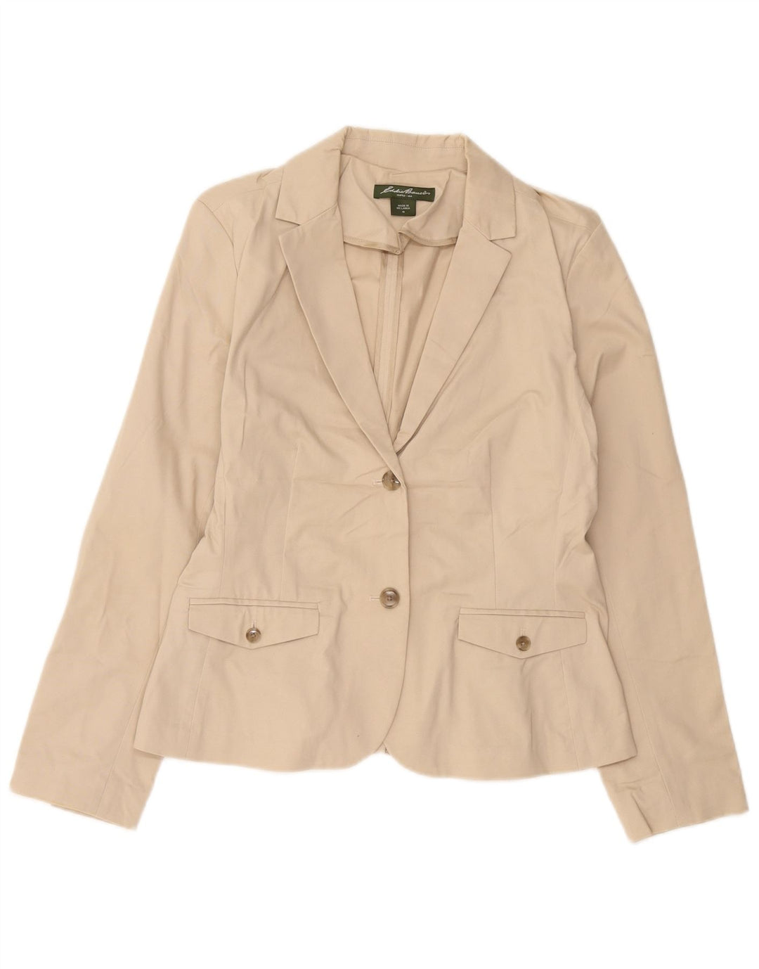 Giacca blazer da donna a 2 bottoni EDDIE BAUER US 10 grande cotone beige