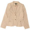 Giacca blazer da donna a 2 bottoni EDDIE BAUER US 10 grande cotone beige