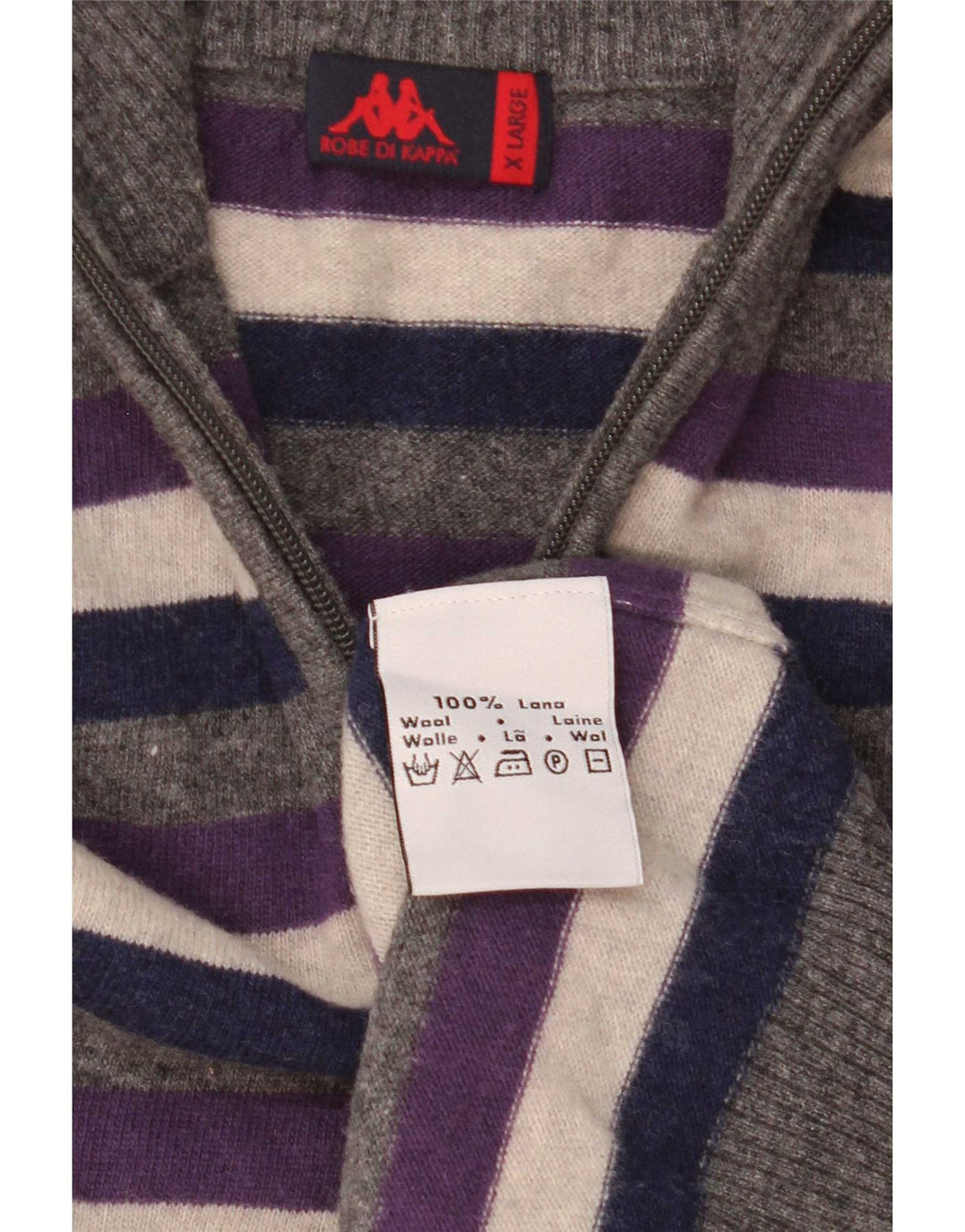 Maglione Kappa da uomo con zip e collo XL in lana a righe multicolore