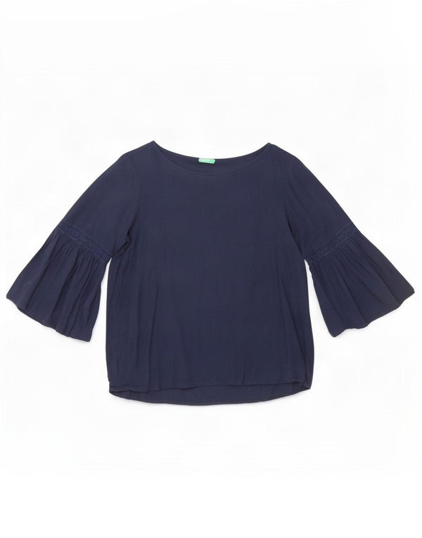 Camicetta da donna con maniche a 3/4 Benetton Top UK 12 Viscosa media blu navy