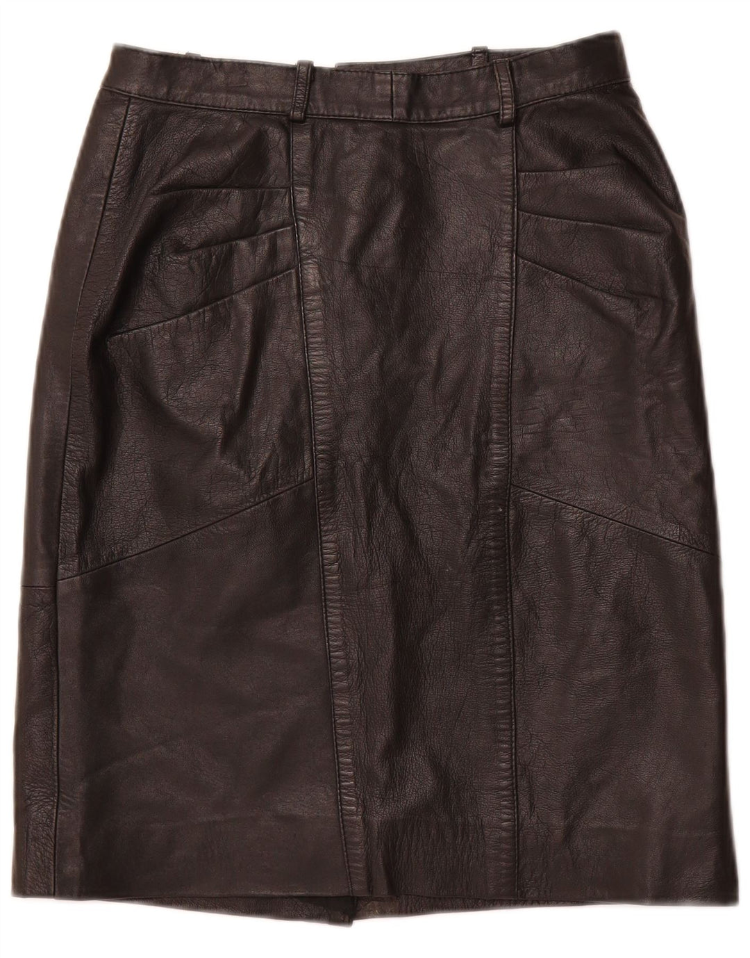 Gonna in pelle a vita alta da donna VINTAGE IT 48 XL W28 Pelle nera