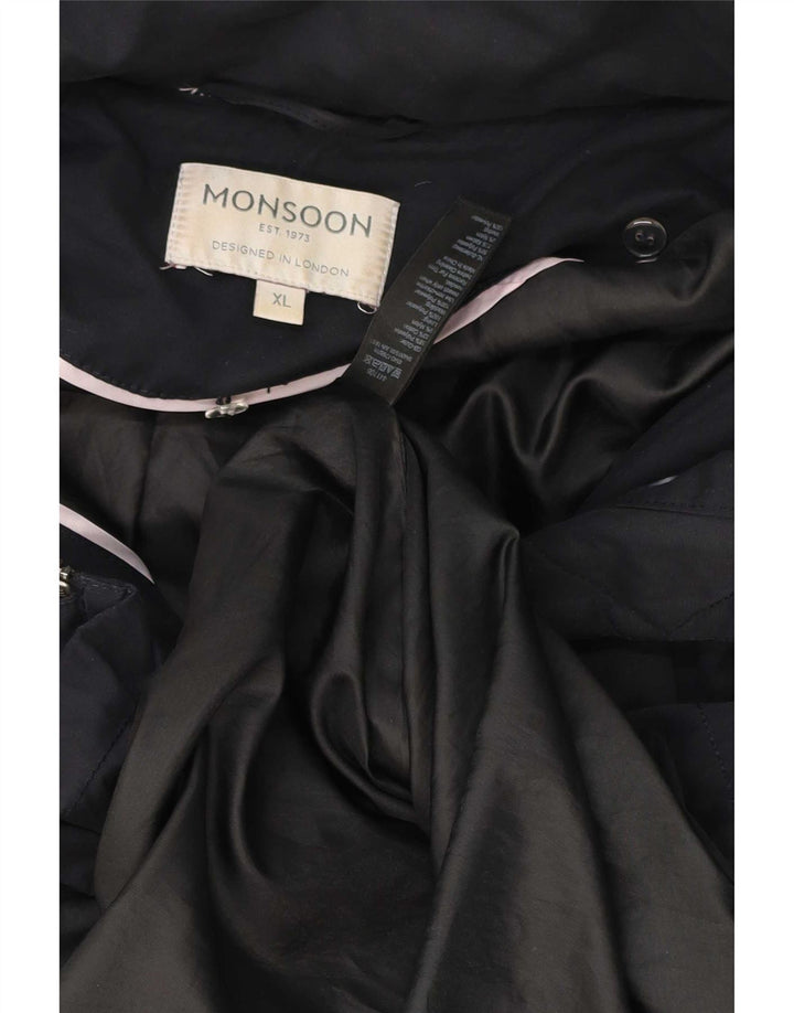 Giacca parka oversize con cappuccio da donna Monsoon UK 18 XL poliestere blu navy