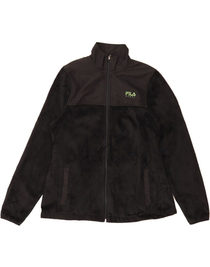 FILA Womens Fleece Jacket UK 14 Medium Black Polyester Vintage Fila and Second-Hand Fila from Messina Hembry 