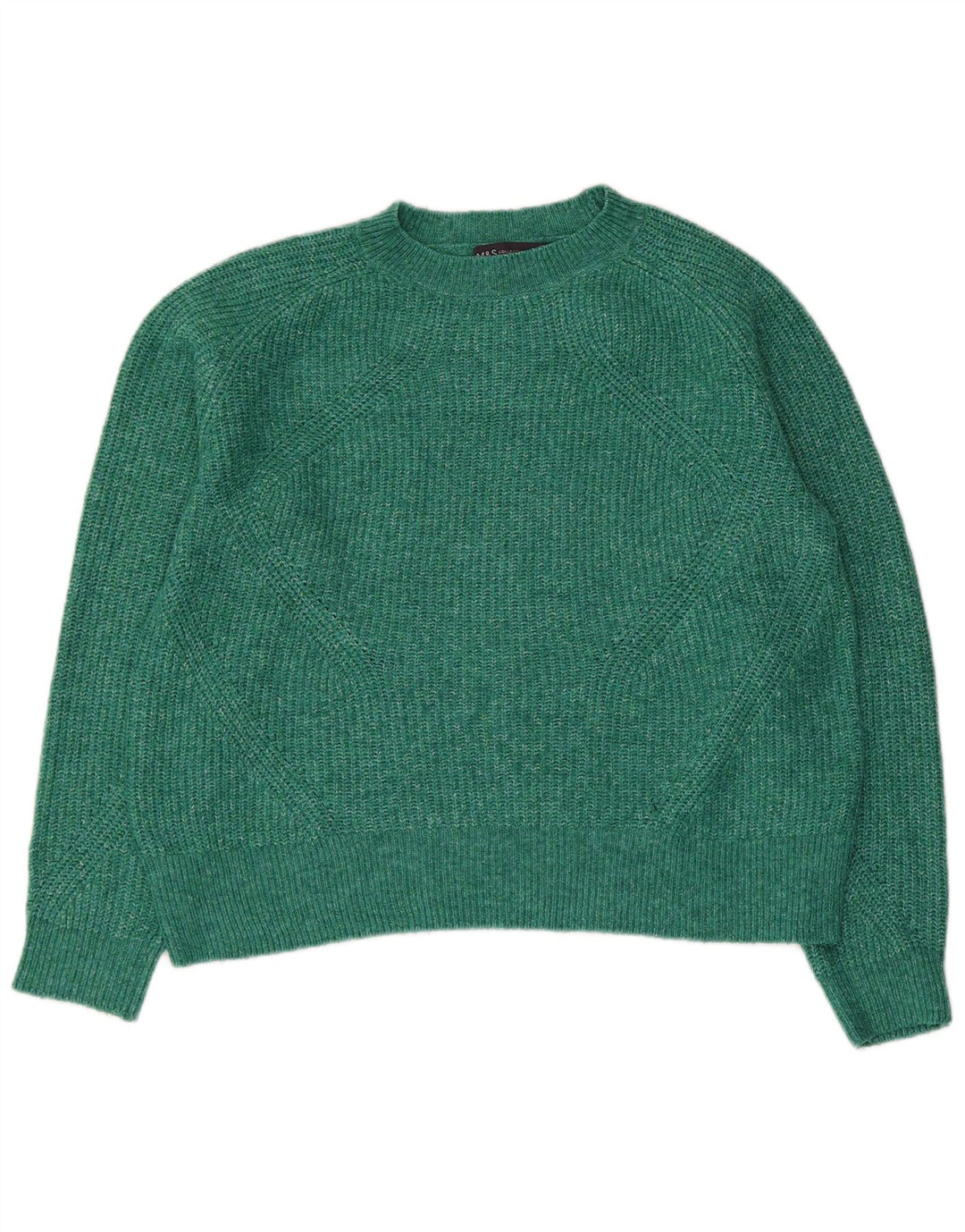 Maglione maglione girocollo da donna Marks & Spencer UK 14 verde medio screziato