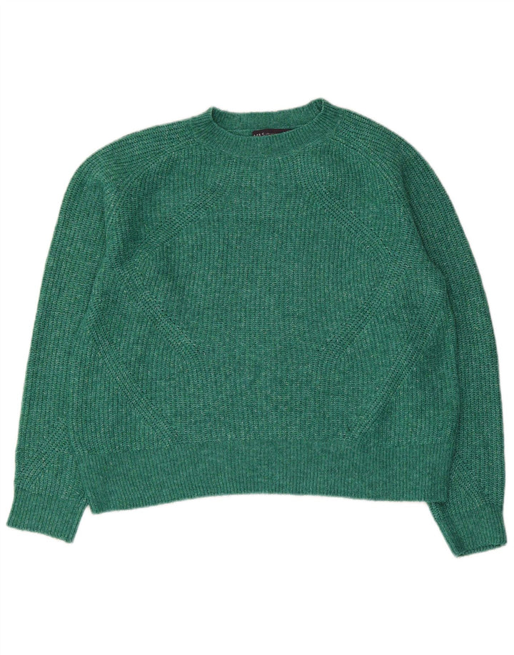 Maglione maglione girocollo da donna Marks & Spencer UK 14 verde medio screziato