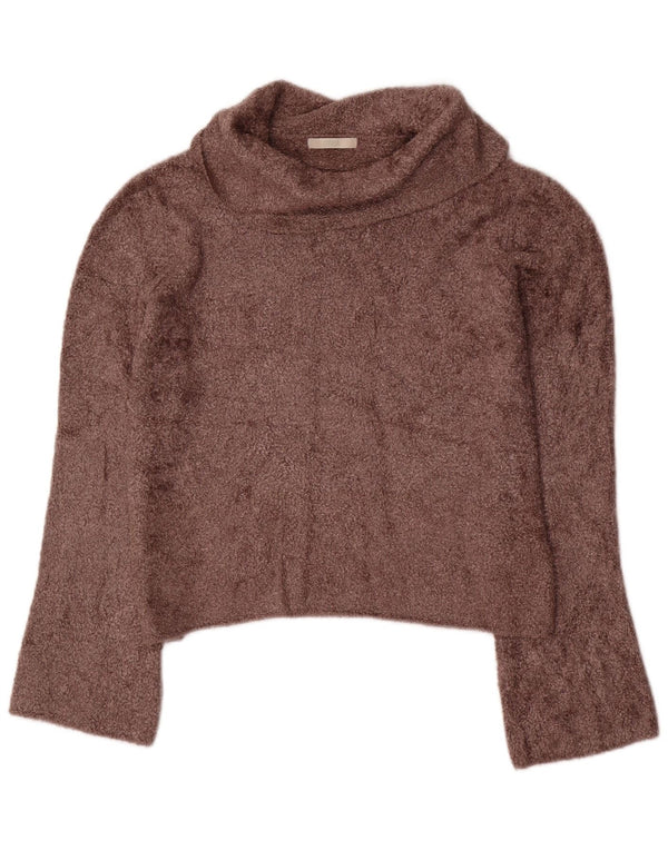 Maglione maglione a collo alto da donna Marks & Spencer UK 12 Viscosa marrone medio