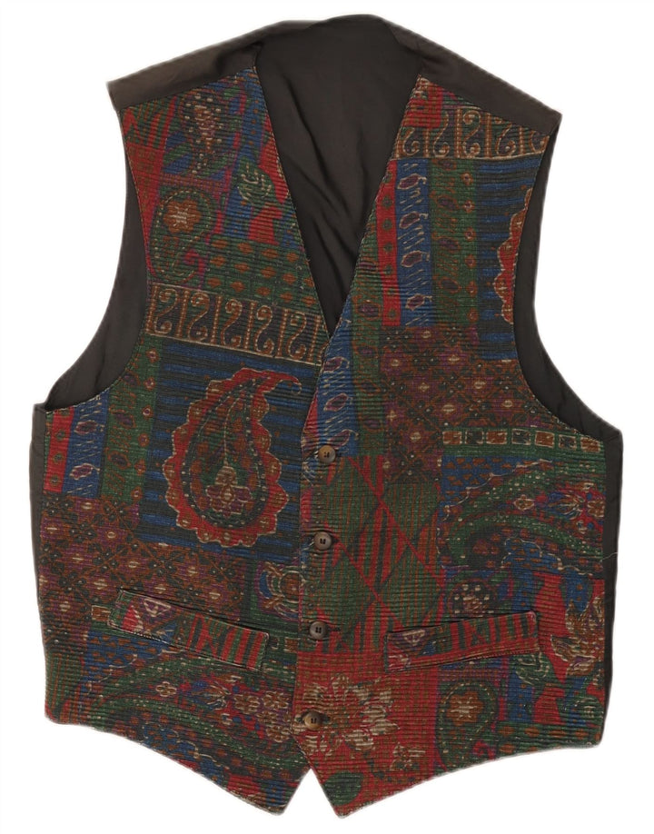 Gilet vintage da uomo piccolo con motivo cachemire multicolore