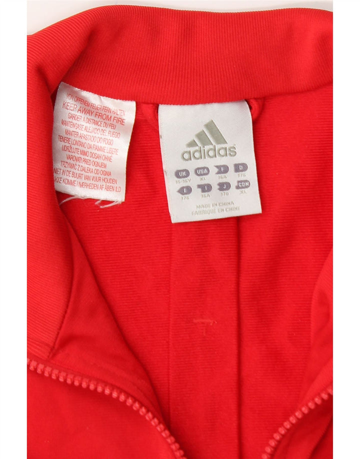 ADIDAS Boys Tracksuit Top Jacket 15-16 Years Red Colourblock Polyester Vintage Adidas and Second-Hand Adidas from Messina Hembry 