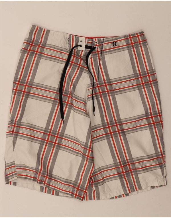 Pantaloncini da bagno con grafica da uomo Hurley, poliestere grande a quadri bianchi
