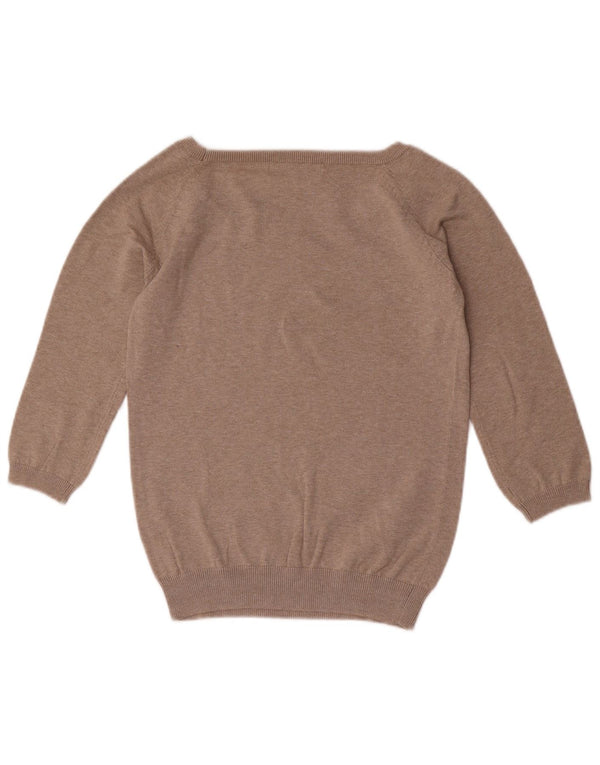 Maglione Zara da donna con scollo a barca con maniche a 3/4 UK 12 Cotone grigio medio
