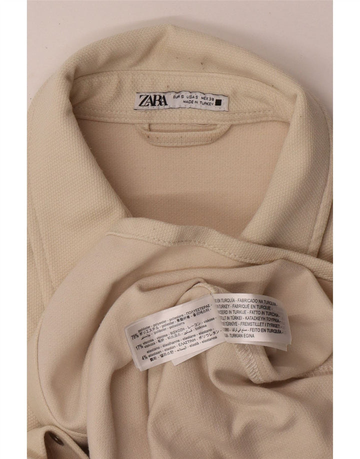 Camicia Zara da uomo a maniche corte piccola in poliestere beige