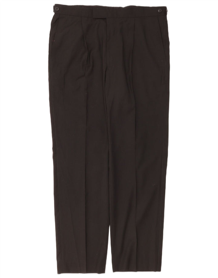 Pantaloni da abito con pegging da uomo Marks & Spencer W36 L31 poliestere nero
