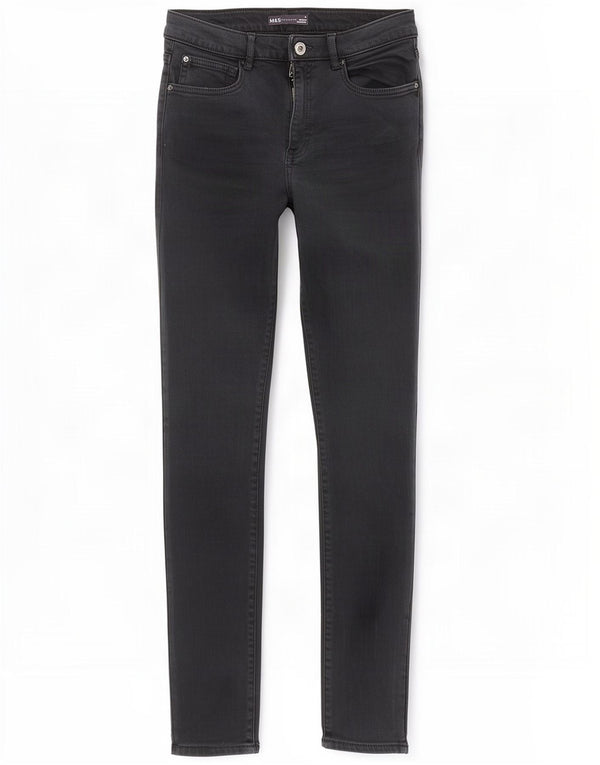 Jeans skinny da donna Marks & Spencer UK 10 piccoli W26 L28 Lycra nera