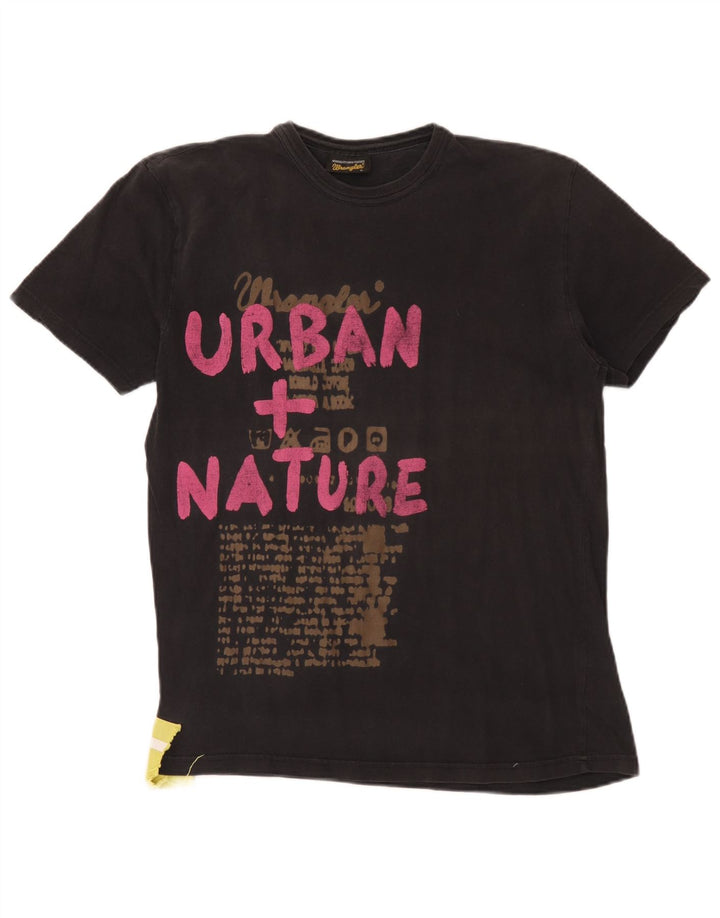 T-shirt grafica da uomo Wrangler Top grande in cotone nero