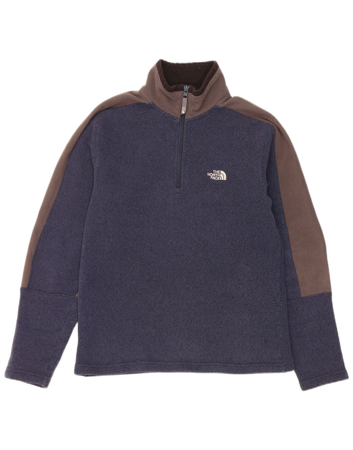 Felpa da uomo con collo con zip The North Face, maglione medio, blu navy, color block