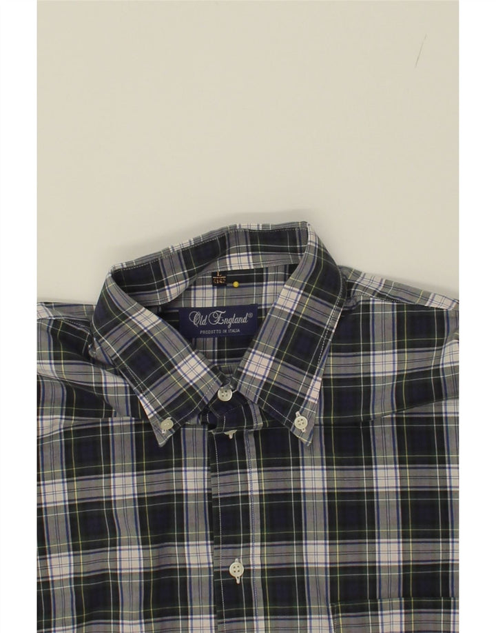 OLD ENGLAND Mens Shirt Size 41 42 Large Navy Blue Check Vintage Old England and Second-Hand Old England from Messina Hembry 