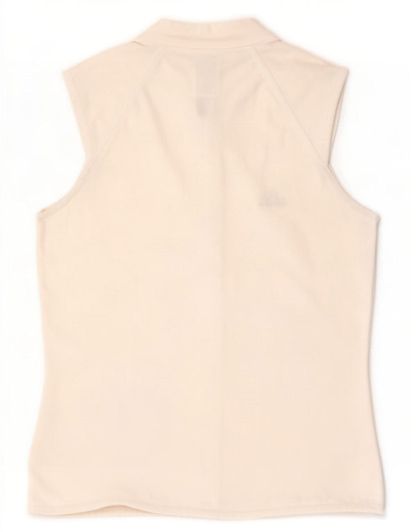 Canotta Adidas da donna con collo e zip UK 12 poliestere bianco medio