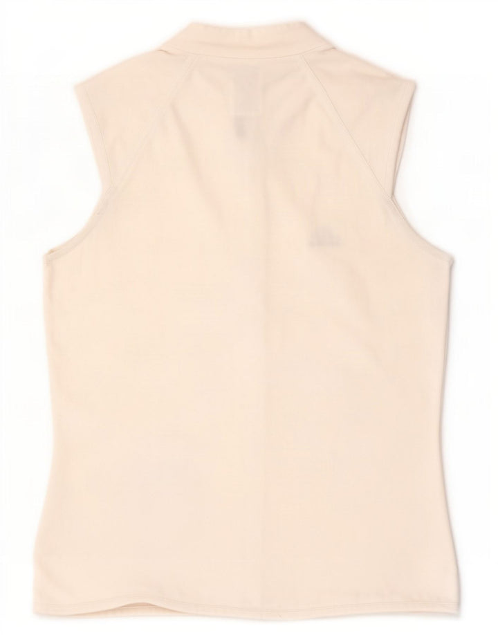 Canotta Adidas da donna con collo e zip UK 12 poliestere bianco medio