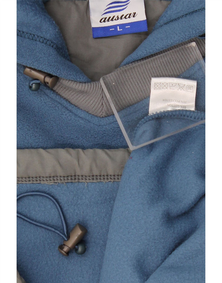 Maglione con cappuccio grafico in pile da uomo VINTAGE grande poliestere blu