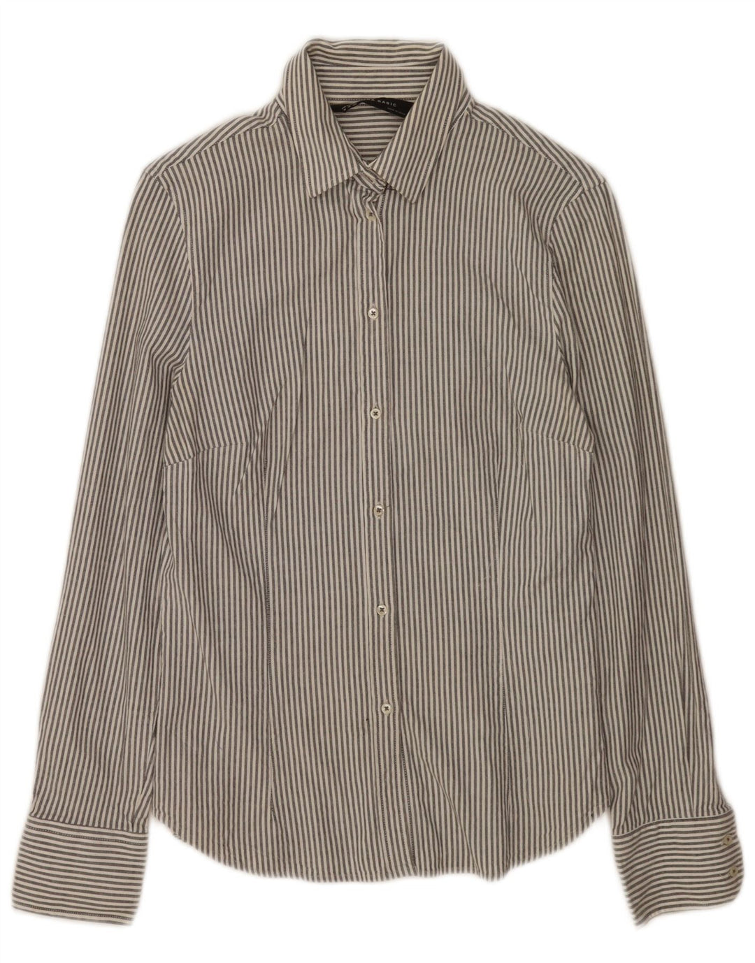 Camicia Zara da donna UK 12 Cotone gessato grigio medio