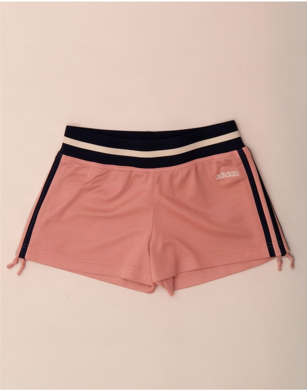 Pantaloncini sportivi da donna Adidas UK 12 poliestere color block rosa medio