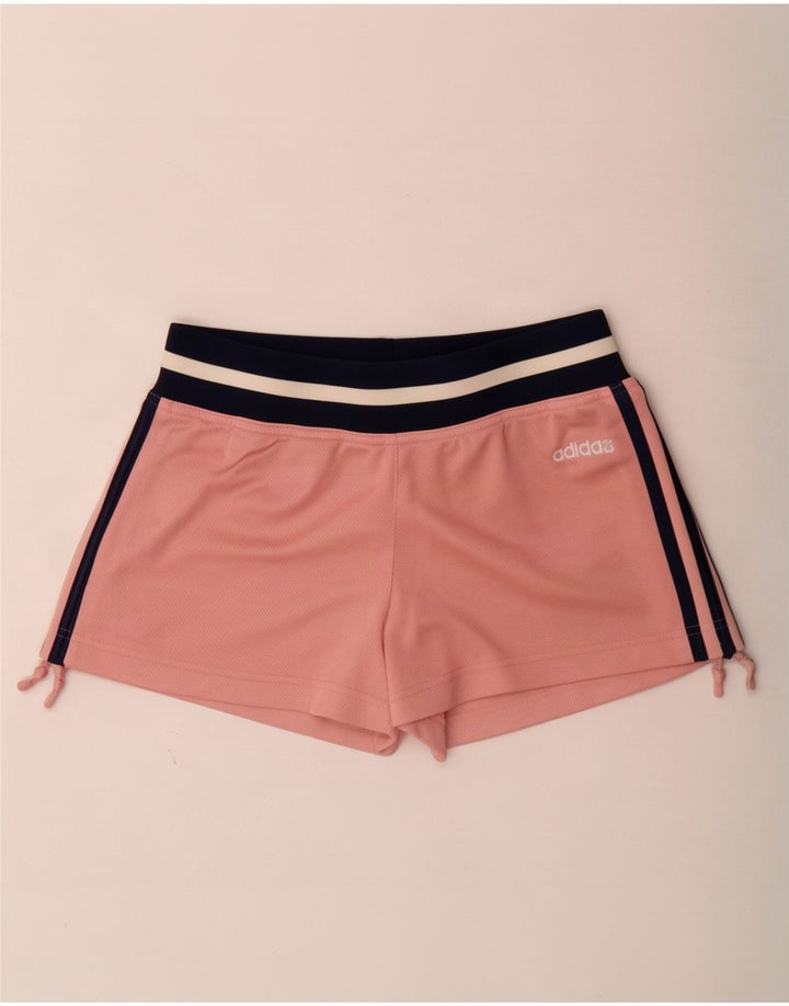 Pantaloncini sportivi da donna Adidas UK 12 poliestere color block rosa medio