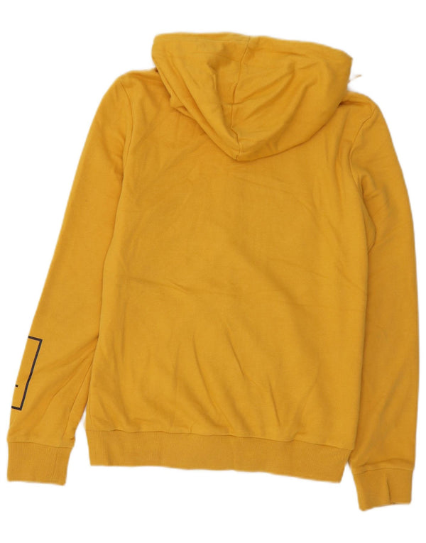 Felpa con cappuccio e zip grafica da uomo Puma piccola in cotone giallo