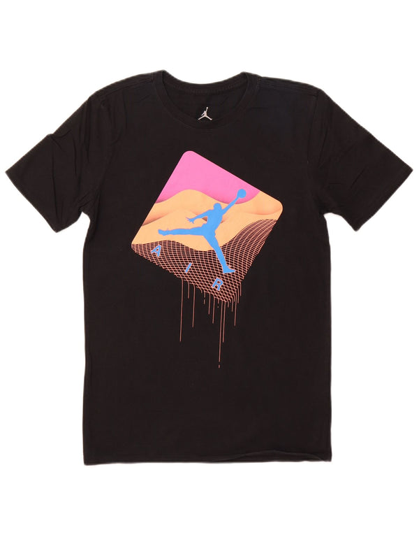 NIKE Mens Graphic T-Shirt Top Small Black Colourblock Cotton