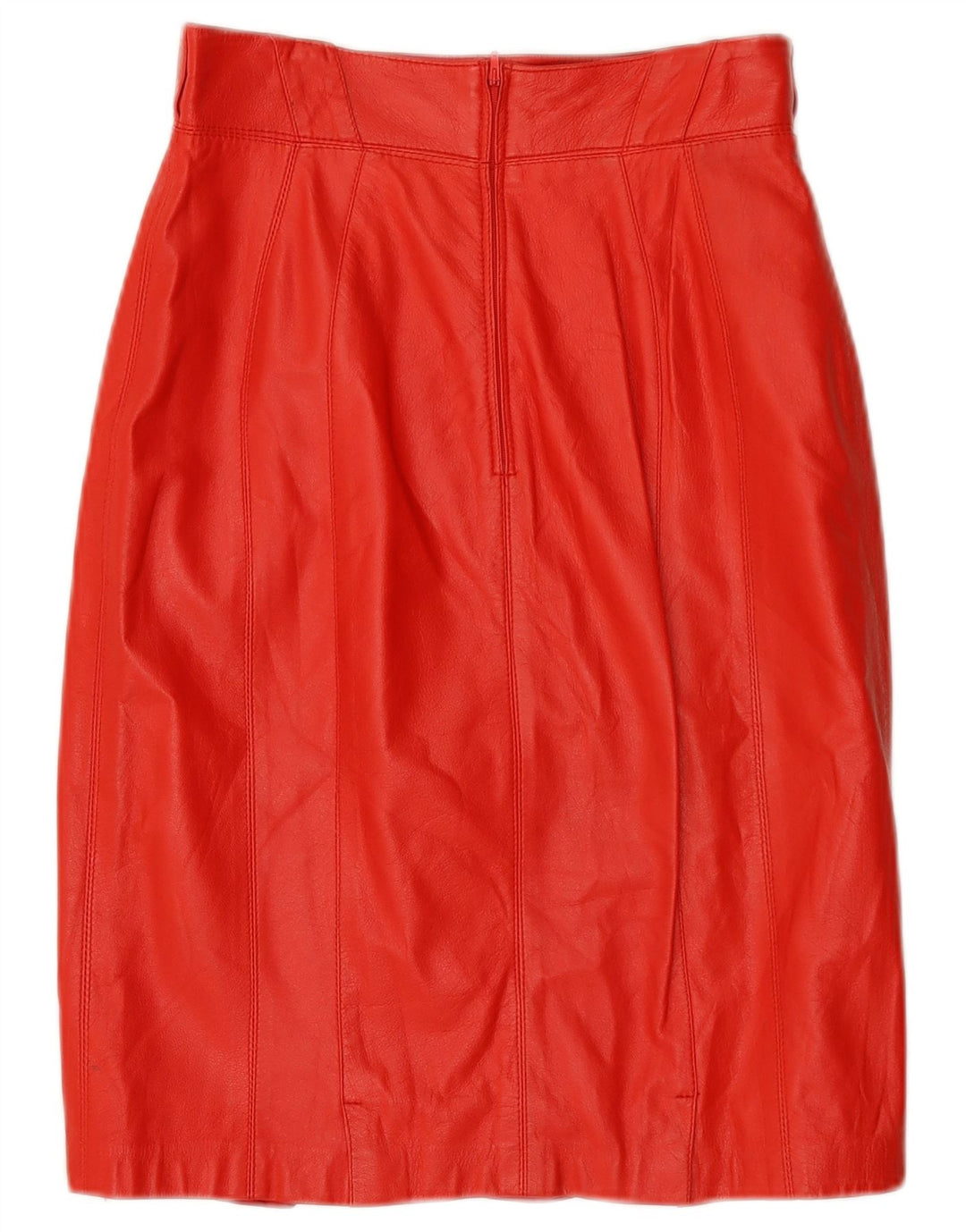 Gonna in pelle vintage da donna IT 42 media W26 in pelle rossa