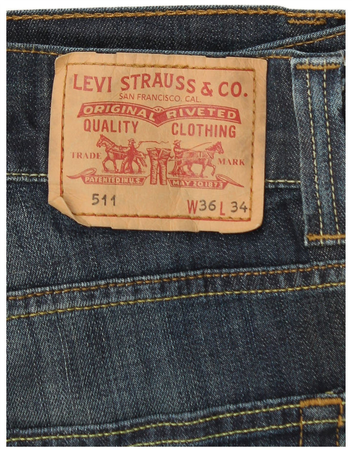 Levi's Uomo 511 Slim Jeans W36 L32 Cotone Blu